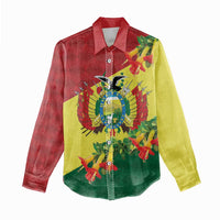 Bolivia Andean Condor Kantuta Flowers Women Casual Shirt