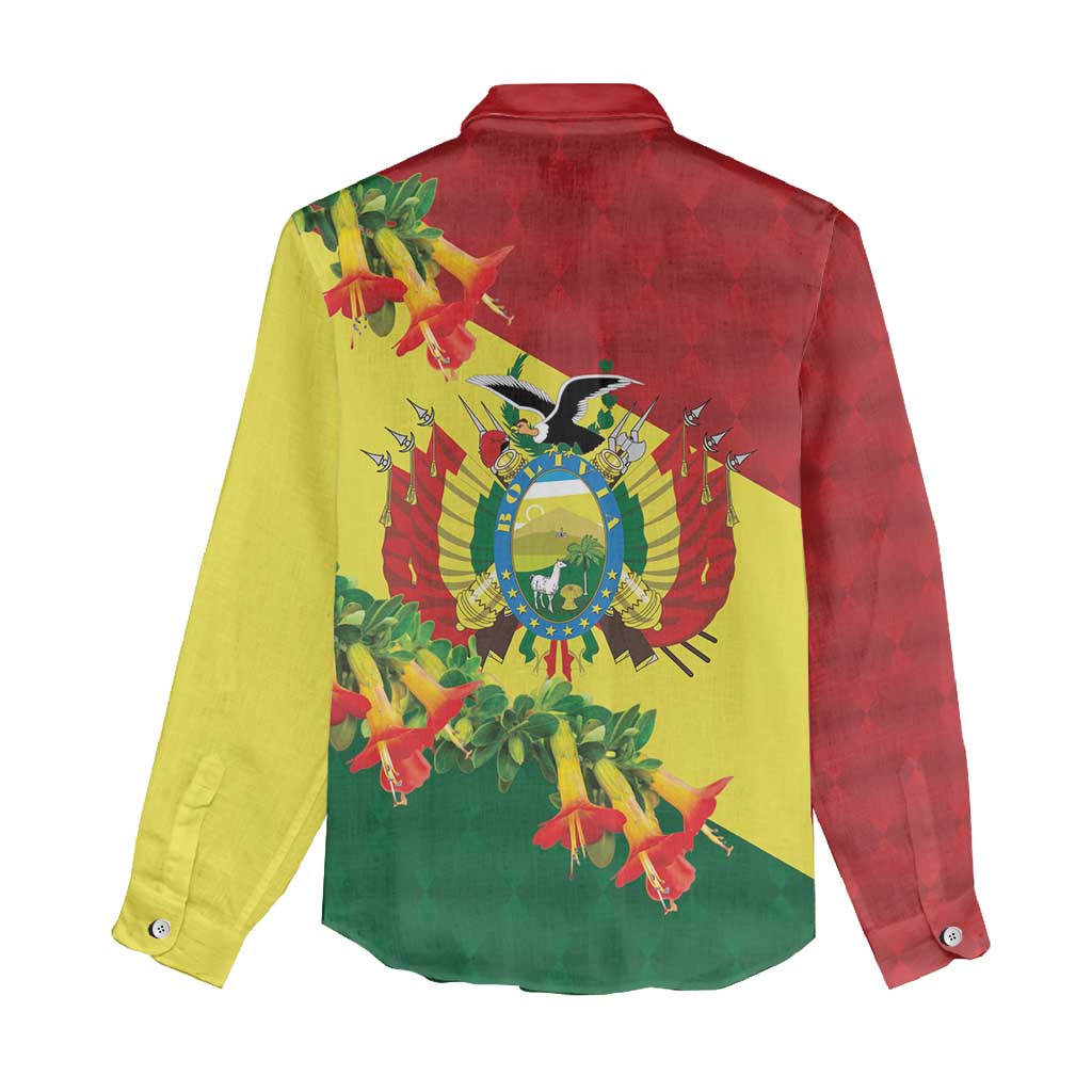Bolivia Andean Condor Kantuta Flowers Women Casual Shirt