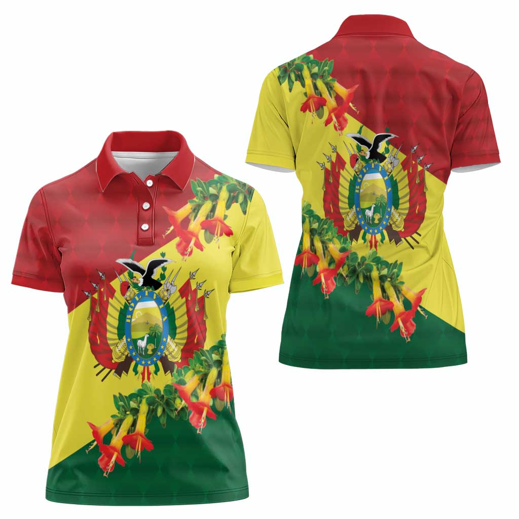 Bolivia Andean Condor Kantuta Flowers Women Polo Shirt