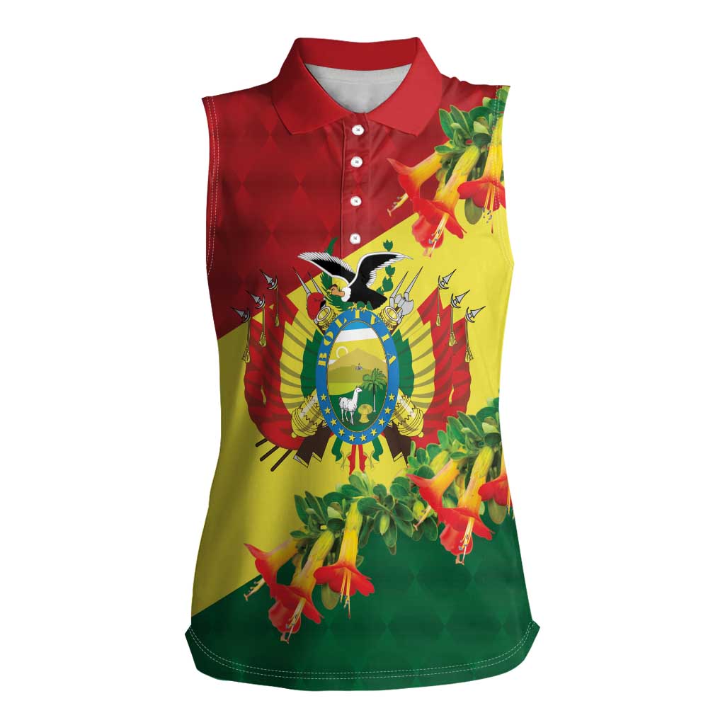 Bolivia Andean Condor Kantuta Flowers Women Sleeveless Polo Shirt