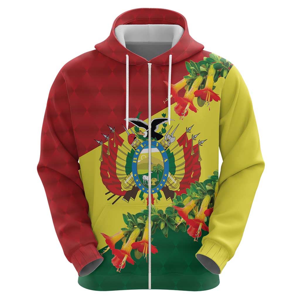 Bolivia Andean Condor Kantuta Flowers Zip Hoodie