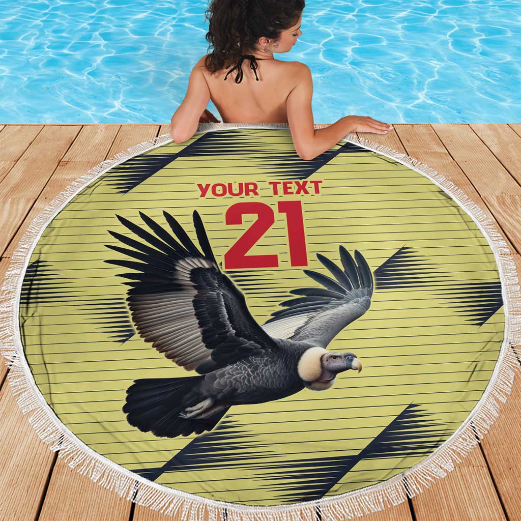 Colombia Football Custom Beach Blanket Los Cafeteros Andean Condor