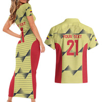 Colombia Football Custom Couples Matching Short Sleeve Bodycon Dress and Hawaiian Shirt Los Cafeteros Andean Condor