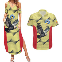 Colombia Football Custom Couples Matching Summer Maxi Dress and Hawaiian Shirt Los Cafeteros Andean Condor