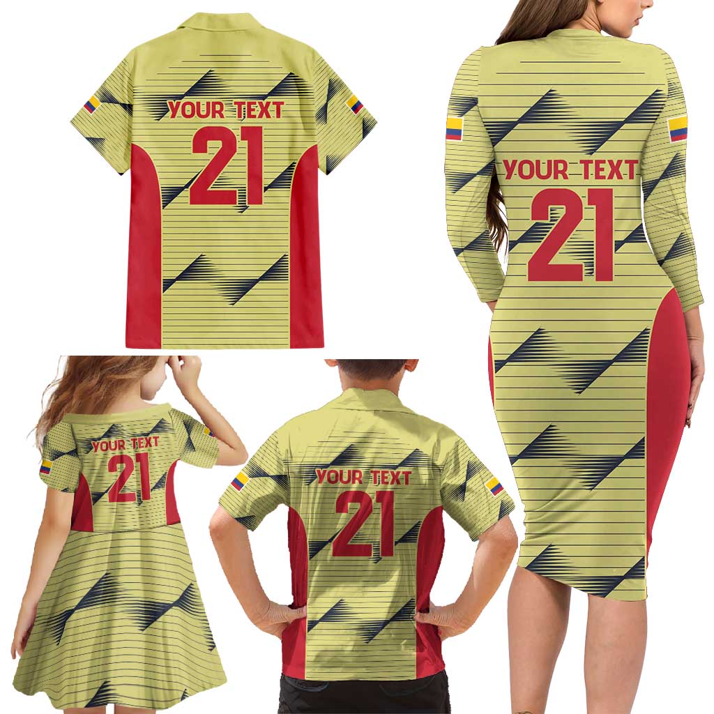 Colombia Football Custom Family Matching Long Sleeve Bodycon Dress and Hawaiian Shirt Los Cafeteros Andean Condor