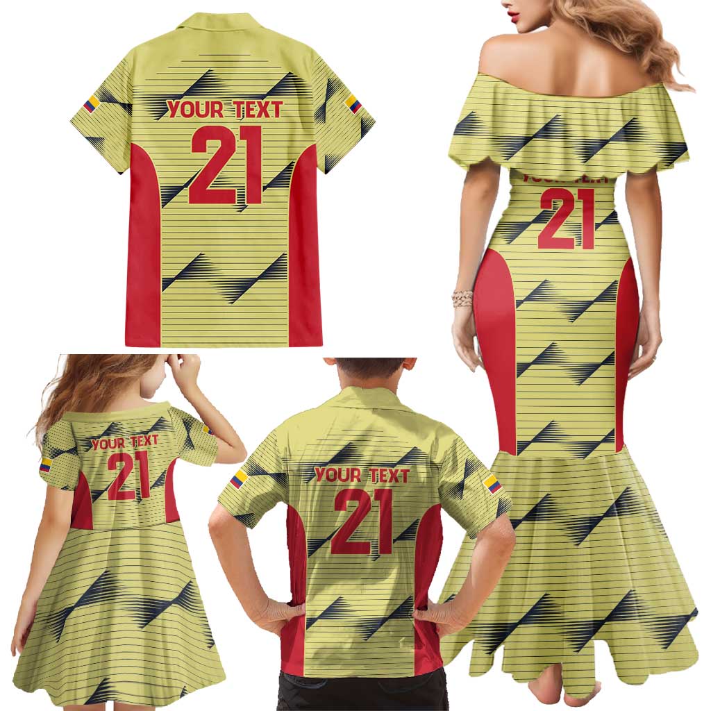 Colombia Football Custom Family Matching Mermaid Dress and Hawaiian Shirt Los Cafeteros Andean Condor