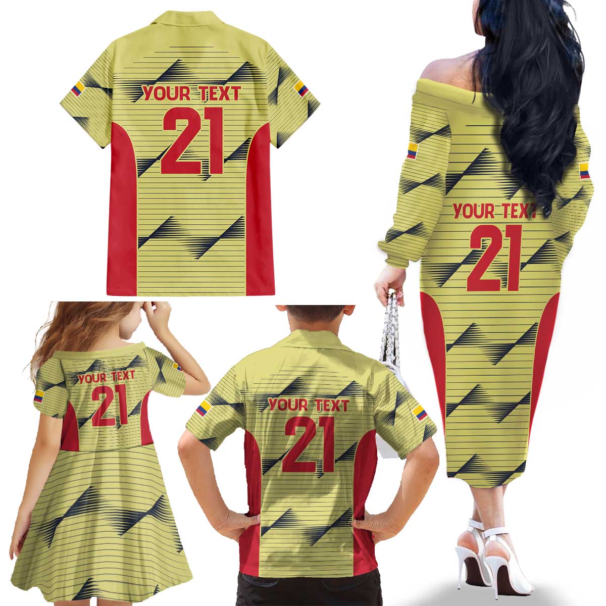 Colombia Football Custom Family Matching Off The Shoulder Long Sleeve Dress and Hawaiian Shirt Los Cafeteros Andean Condor