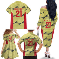 Colombia Football Custom Family Matching Off The Shoulder Long Sleeve Dress and Hawaiian Shirt Los Cafeteros Andean Condor