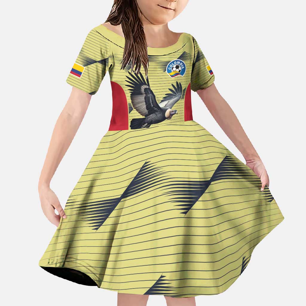 Colombia Football Custom Family Matching Off Shoulder Maxi Dress and Hawaiian Shirt Los Cafeteros Andean Condor
