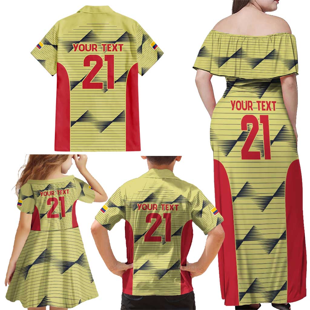 Colombia Football Custom Family Matching Off Shoulder Maxi Dress and Hawaiian Shirt Los Cafeteros Andean Condor