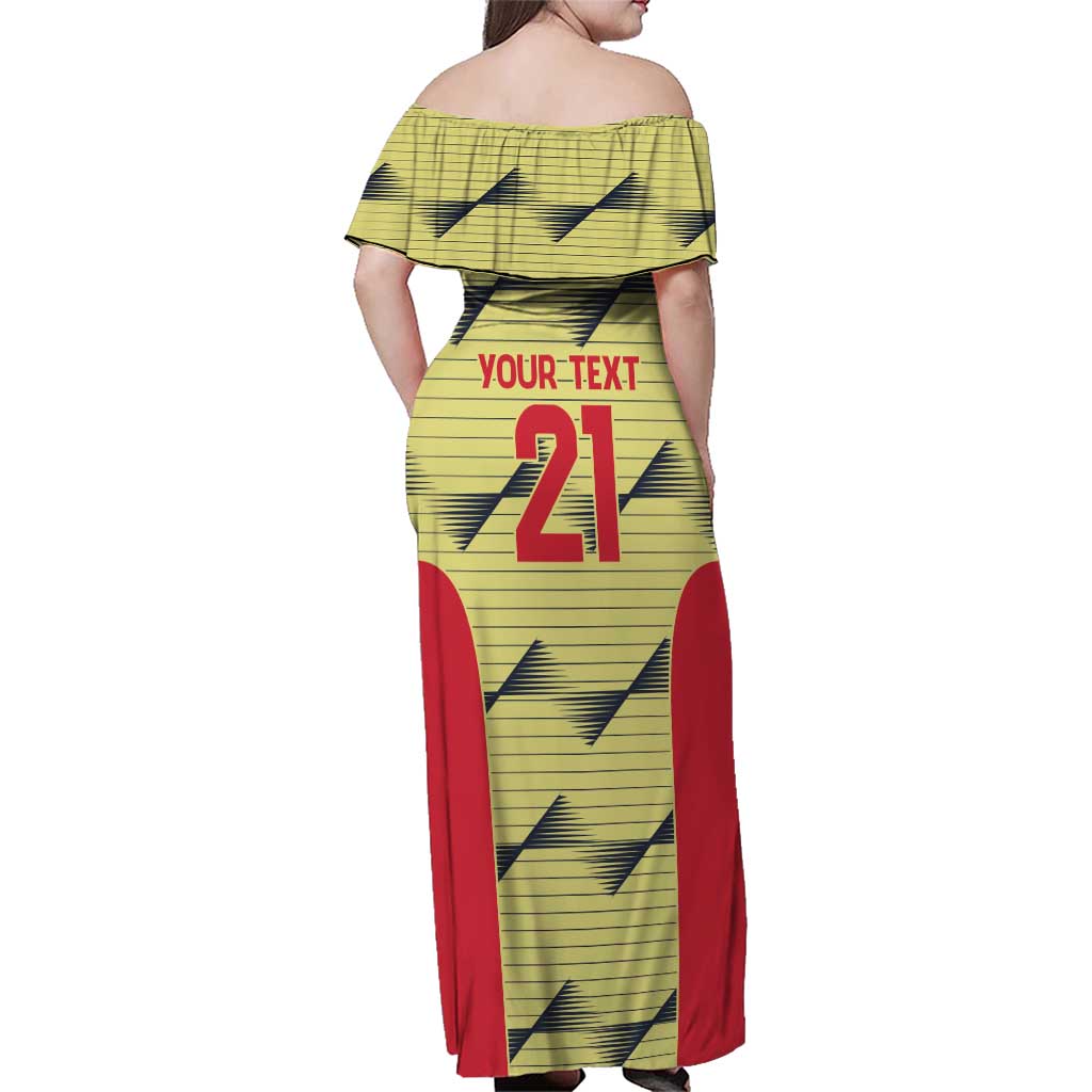 Colombia Football Custom Family Matching Off Shoulder Maxi Dress and Hawaiian Shirt Los Cafeteros Andean Condor