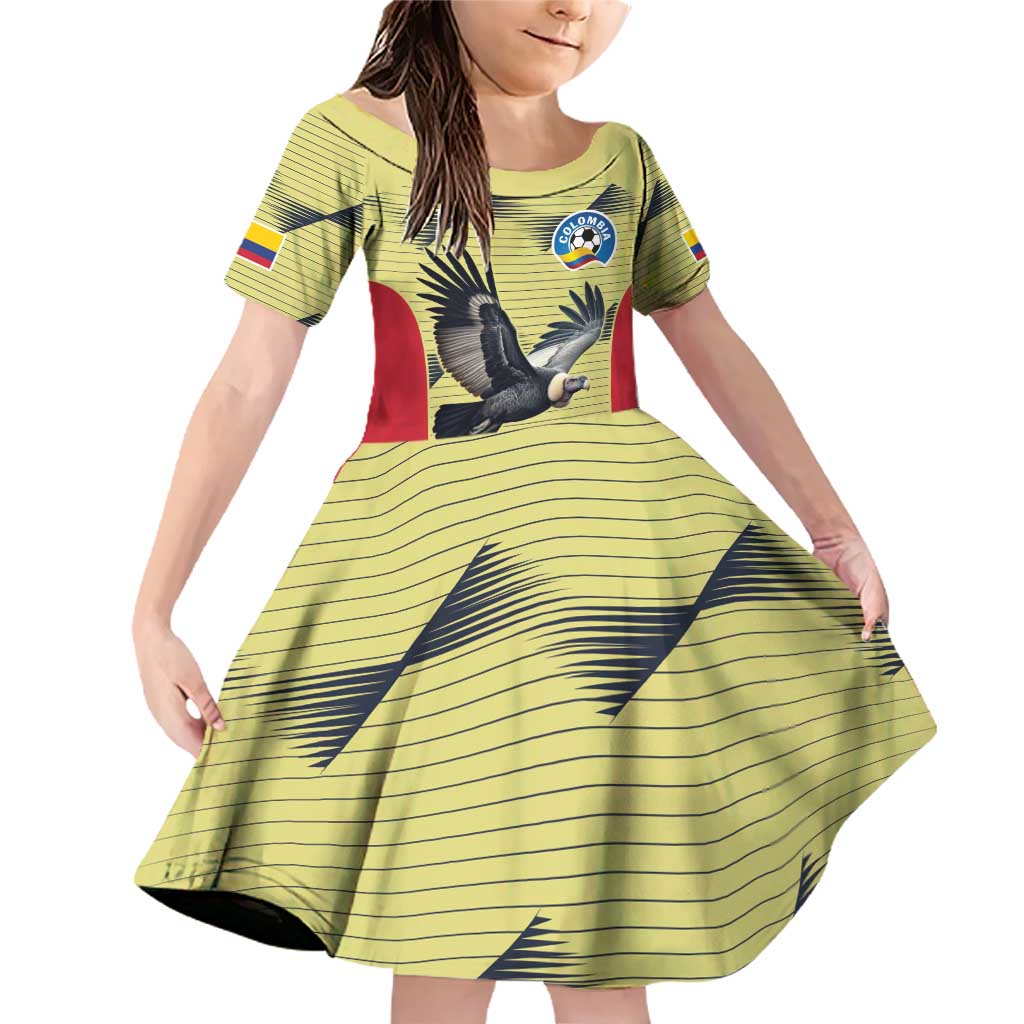 Colombia Football Custom Family Matching Off Shoulder Short Dress and Hawaiian Shirt Los Cafeteros Andean Condor