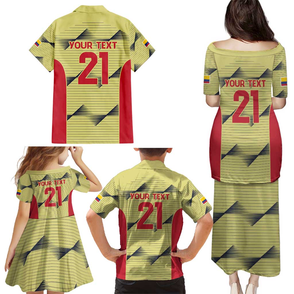 Colombia Football Custom Family Matching Puletasi and Hawaiian Shirt Los Cafeteros Andean Condor