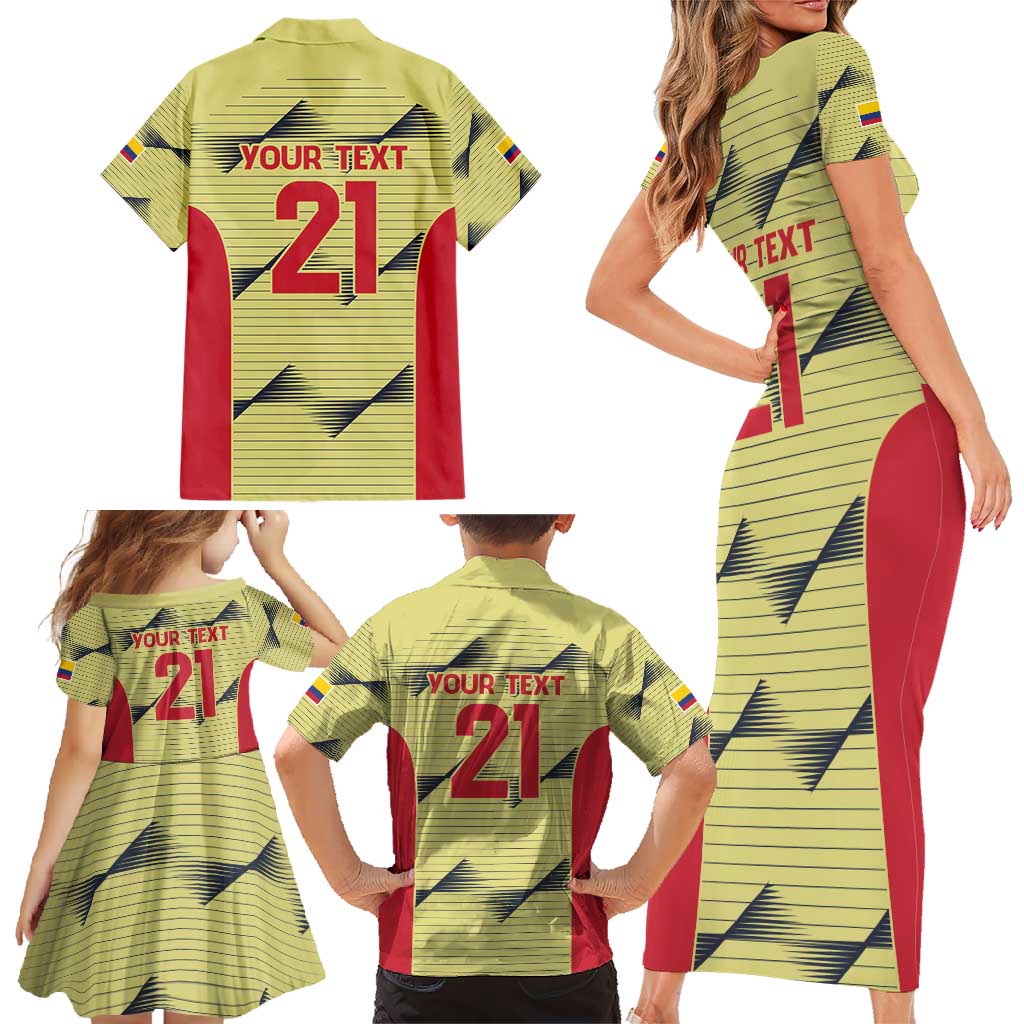 Colombia Football Custom Family Matching Short Sleeve Bodycon Dress and Hawaiian Shirt Los Cafeteros Andean Condor
