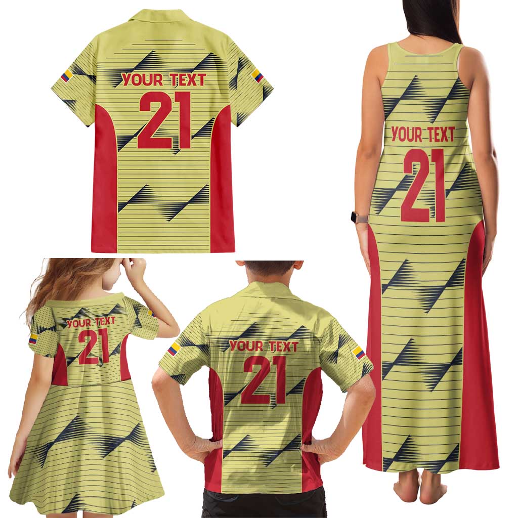 Colombia Football Custom Family Matching Tank Maxi Dress and Hawaiian Shirt Los Cafeteros Andean Condor