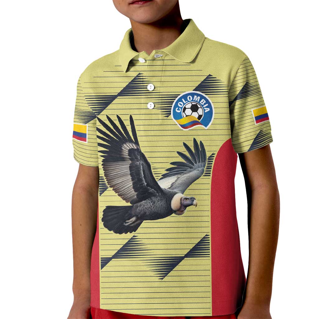 Colombia Football Custom Kid Polo Shirt Los Cafeteros Andean Condor