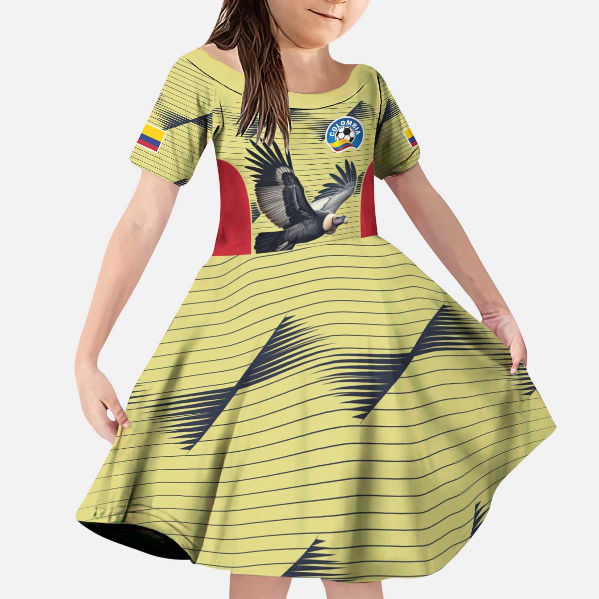 Colombia Football Custom Kid Short Sleeve Dress Los Cafeteros Andean Condor