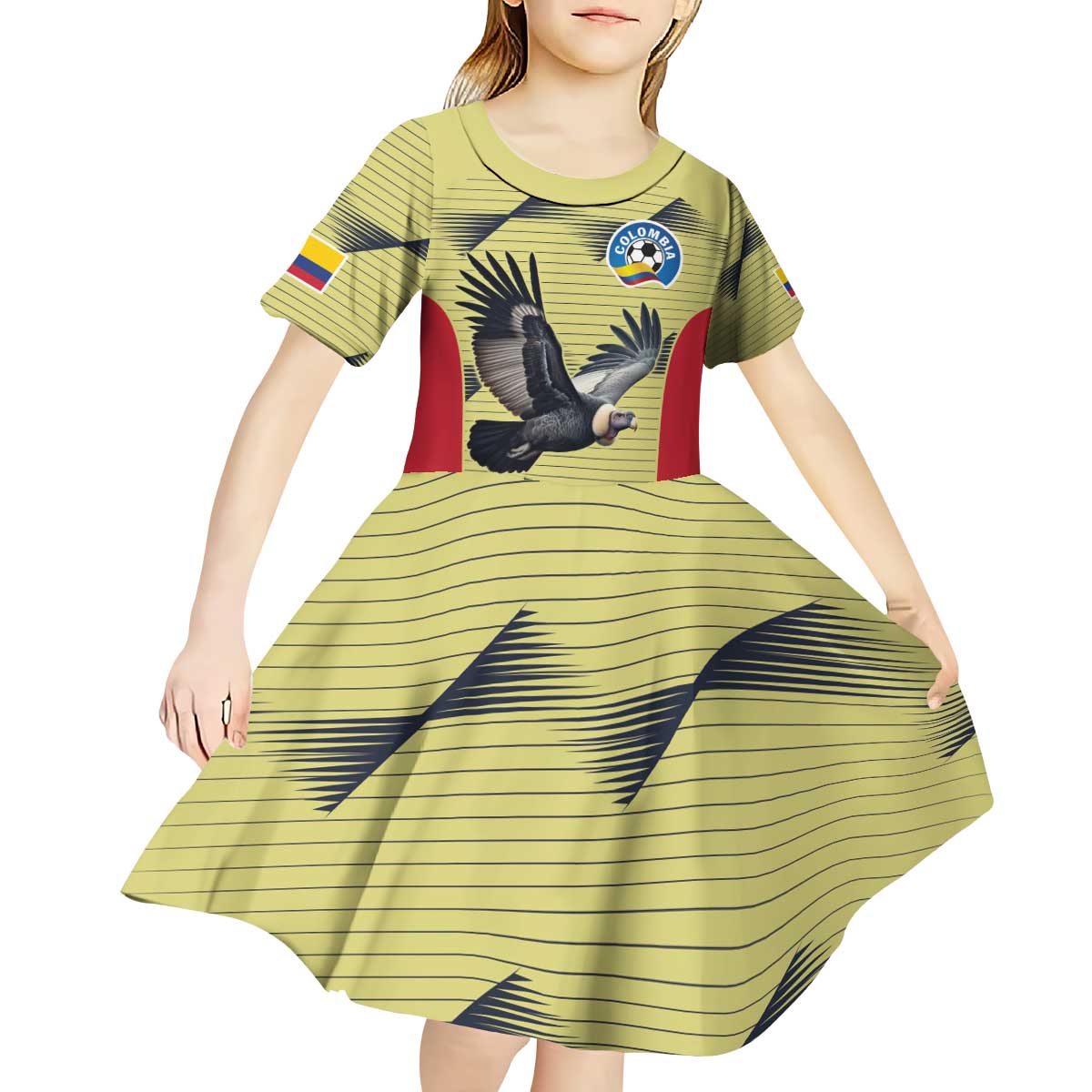 Colombia Football Custom Kid Short Sleeve Dress Los Cafeteros Andean Condor