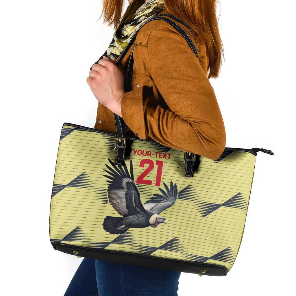 Colombia Football Custom Leather Tote Bag Los Cafeteros Andean Condor