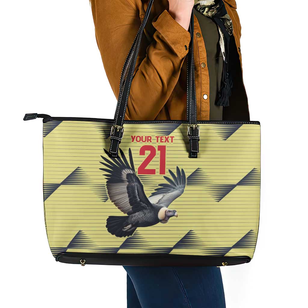 Colombia Football Custom Leather Tote Bag Los Cafeteros Andean Condor