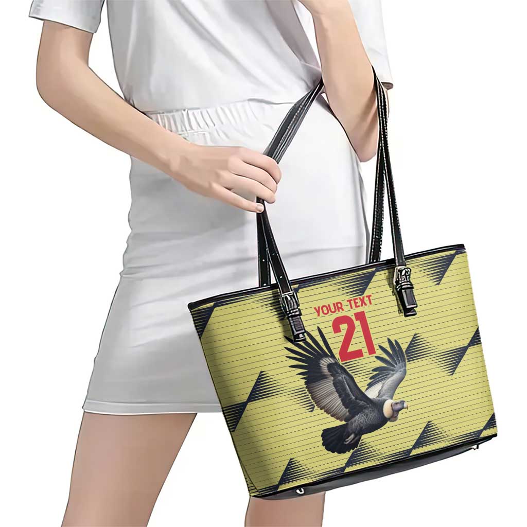 Colombia Football Custom Leather Tote Bag Los Cafeteros Andean Condor
