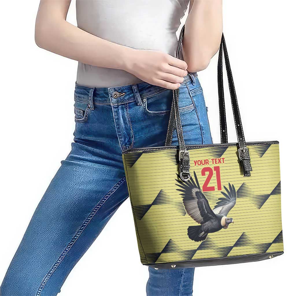 Colombia Football Custom Leather Tote Bag Los Cafeteros Andean Condor LT9