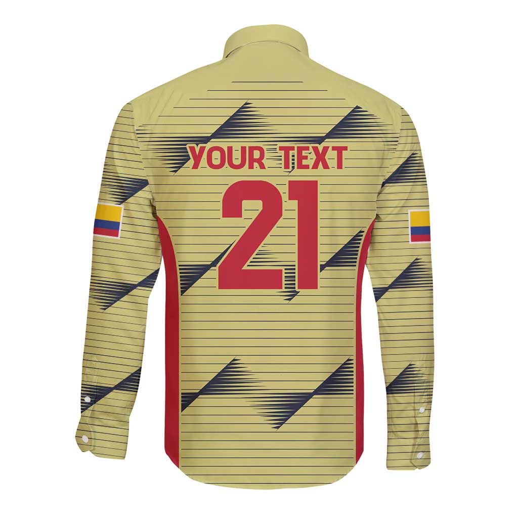 Colombia Football Custom Long Sleeve Button Shirt Los Cafeteros Andean Condor