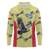 Colombia Football Custom Long Sleeve Polo Shirt Los Cafeteros Andean Condor
