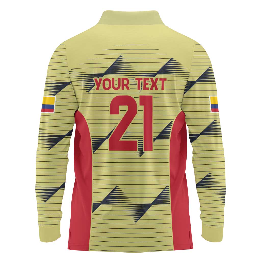 Colombia Football Custom Long Sleeve Polo Shirt Los Cafeteros Andean Condor