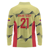 Colombia Football Custom Long Sleeve Polo Shirt Los Cafeteros Andean Condor