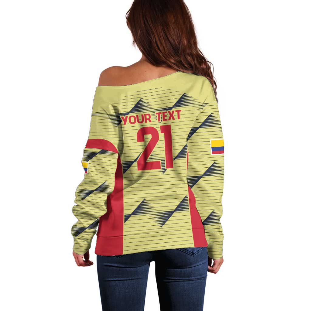 Colombia Football Custom Off Shoulder Sweater Los Cafeteros Andean Condor