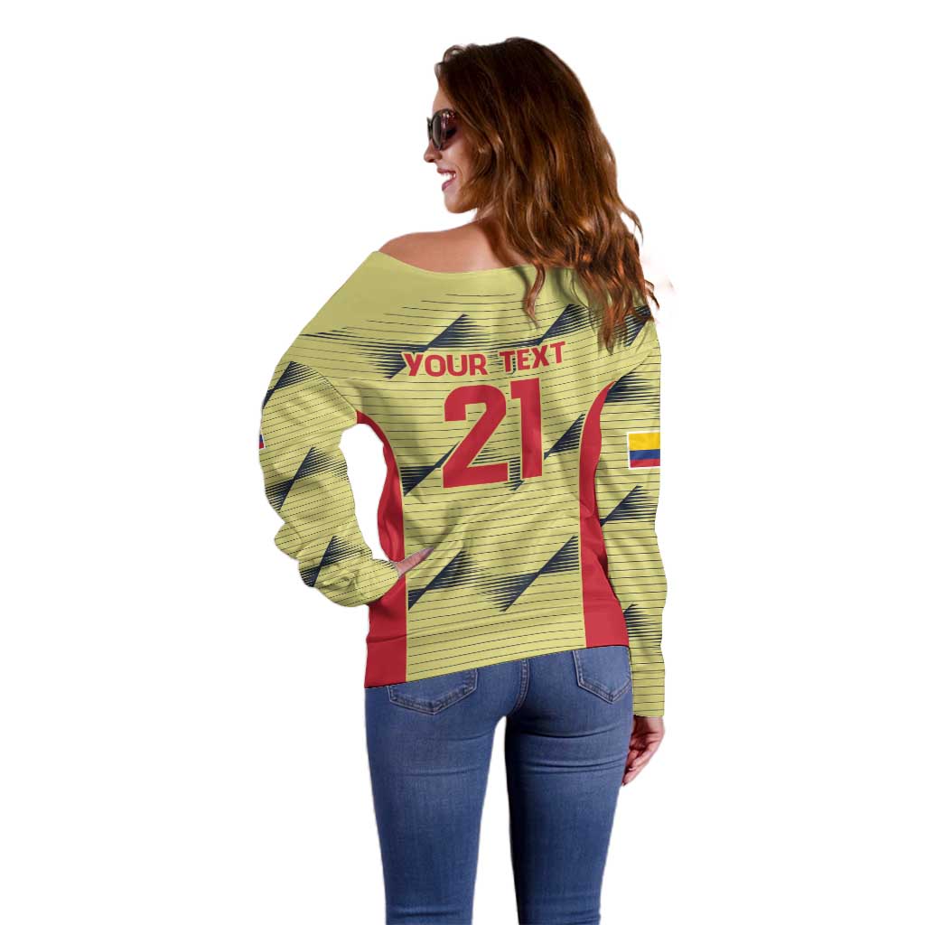 Colombia Football Custom Off Shoulder Sweater Los Cafeteros Andean Condor