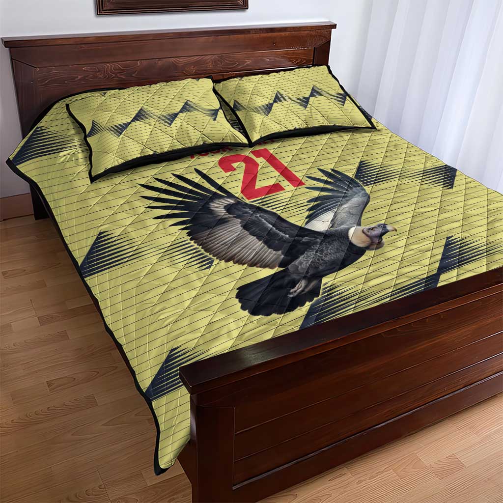 Colombia Football Custom Quilt Bed Set Los Cafeteros Andean Condor LT9