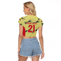 Colombia Football Custom Raglan Cropped T Shirt Los Cafeteros Andean Condor