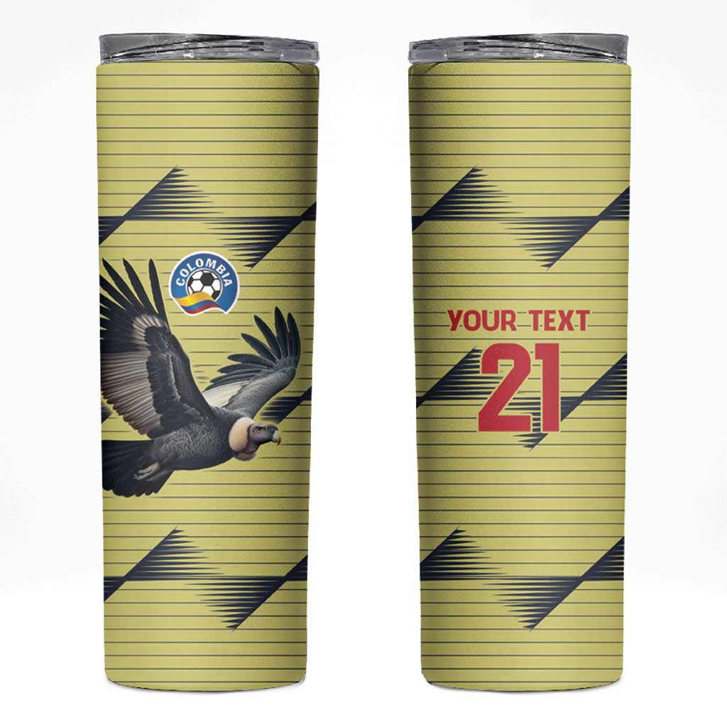 Colombia Football Custom Skinny Tumbler Los Cafeteros Andean Condor