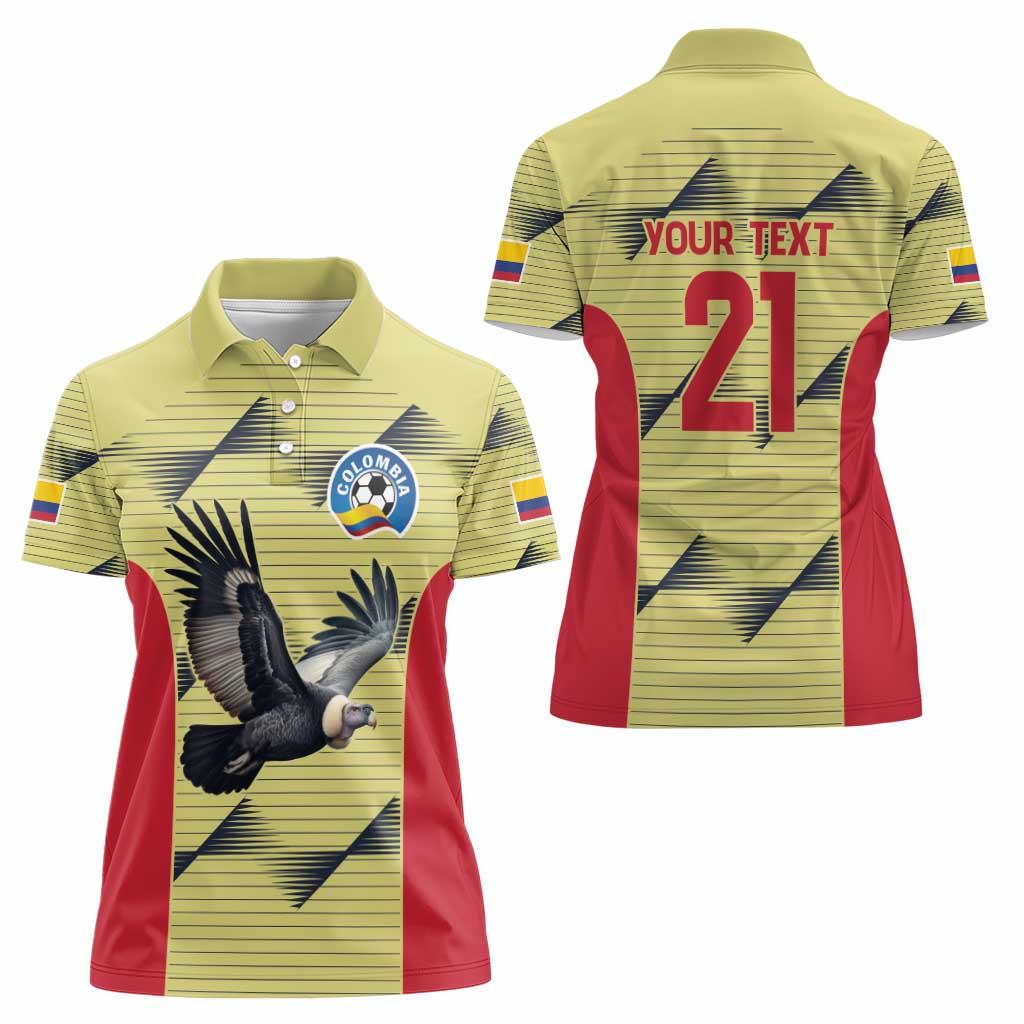 Colombia Football Custom Women Polo Shirt Los Cafeteros Andean Condor