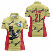 Colombia Football Custom Women Polo Shirt Los Cafeteros Andean Condor