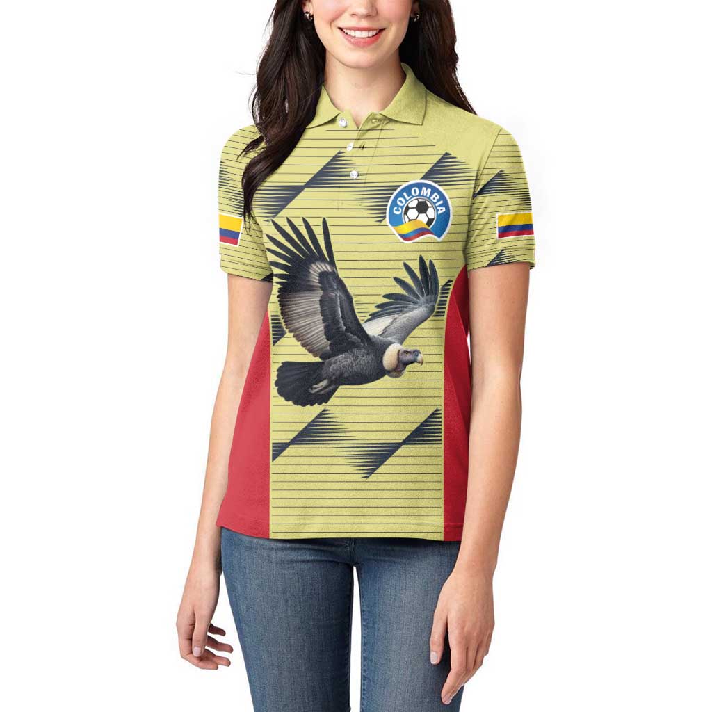 Colombia Football Custom Women Polo Shirt Los Cafeteros Andean Condor