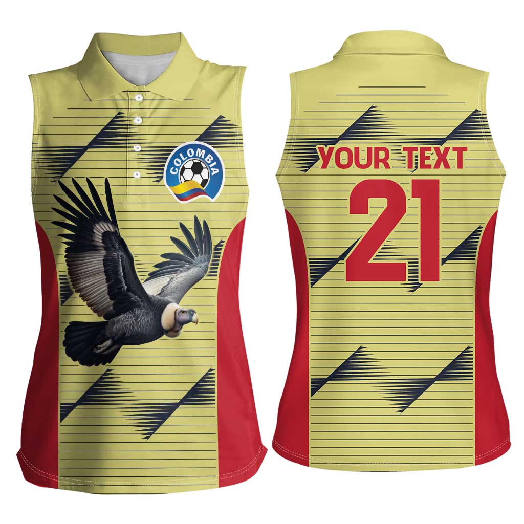 Colombia Football Custom Women Sleeveless Polo Shirt Los Cafeteros Andean Condor