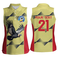 Colombia Football Custom Women Sleeveless Polo Shirt Los Cafeteros Andean Condor