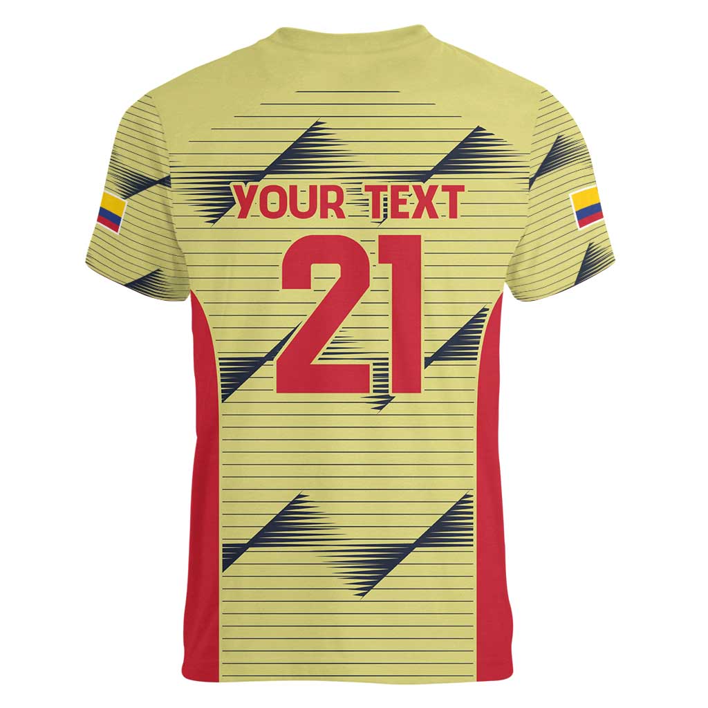 Colombia Football Custom Women V-Neck T-Shirt Los Cafeteros Andean Condor