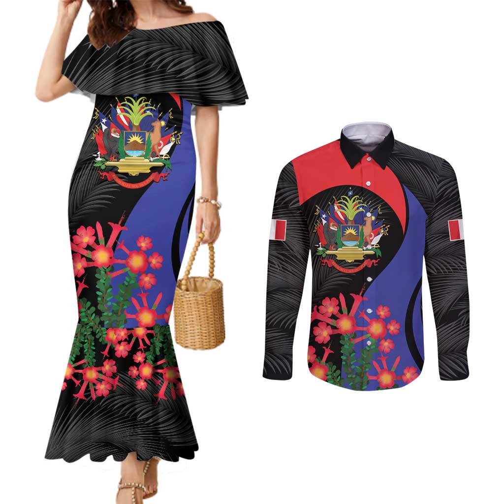 Peru Coat of Arms Couples Matching Mermaid Dress and Long Sleeve Button Shirt First Version 1821 - 1825
