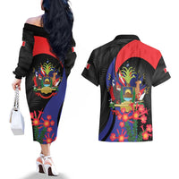 Peru Coat of Arms Couples Matching Off The Shoulder Long Sleeve Dress and Hawaiian Shirt First Version 1821 - 1825