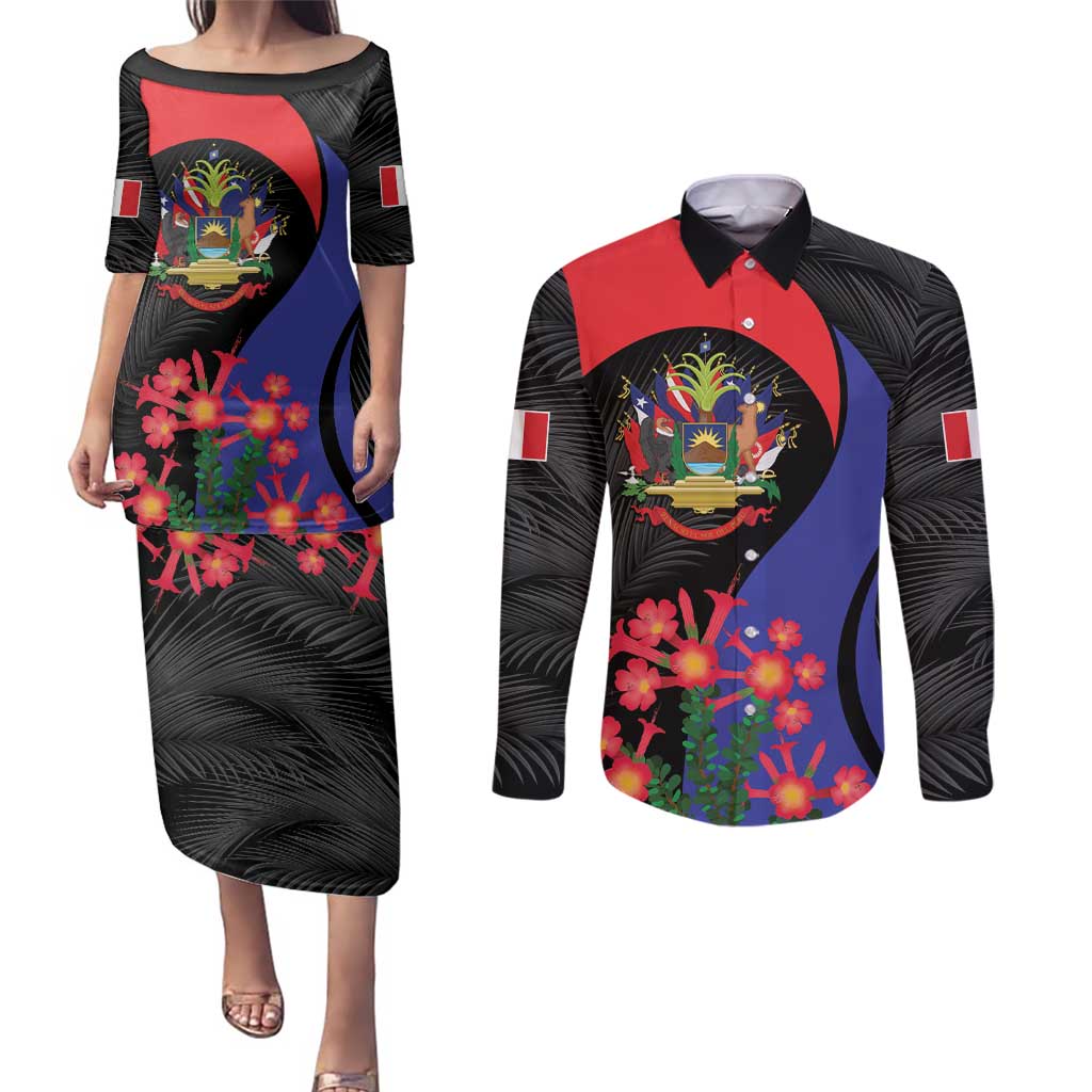 Peru Coat of Arms Couples Matching Puletasi and Long Sleeve Button Shirt First Version 1821 - 1825
