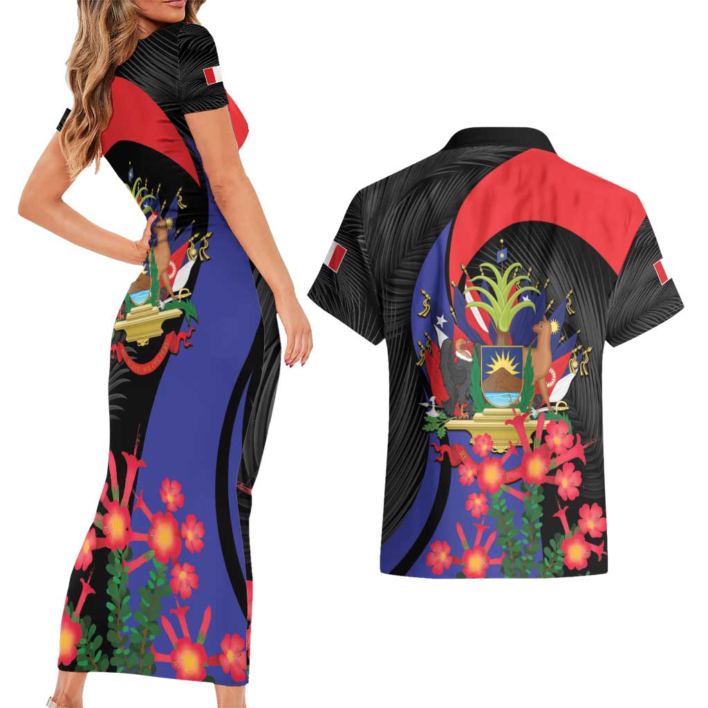 Peru Coat of Arms Couples Matching Short Sleeve Bodycon Dress and Hawaiian Shirt First Version 1821 - 1825