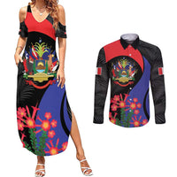 Peru Coat of Arms Couples Matching Summer Maxi Dress and Long Sleeve Button Shirt First Version 1821 - 1825