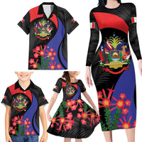 Peru Coat of Arms Family Matching Long Sleeve Bodycon Dress and Hawaiian Shirt First Version 1821 - 1825