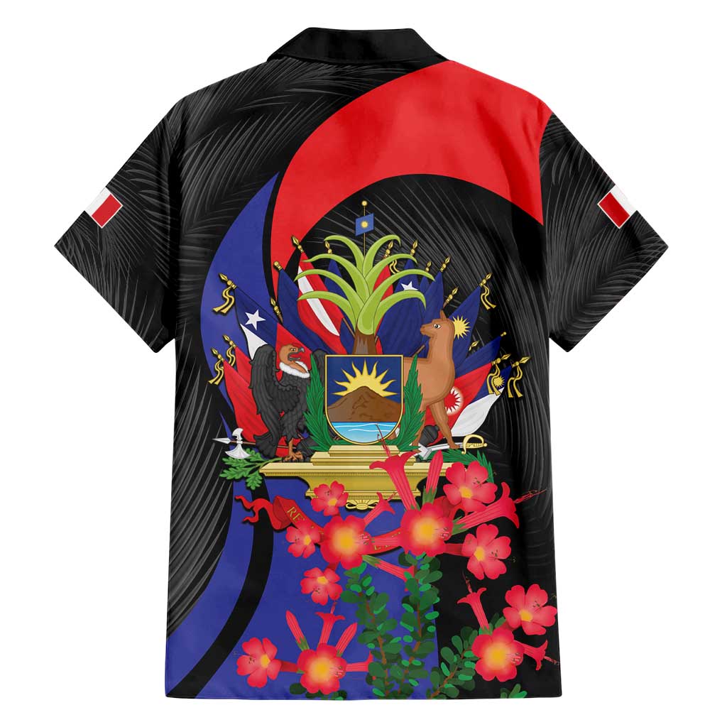 Peru Coat of Arms Family Matching Short Sleeve Bodycon Dress and Hawaiian Shirt First Version 1821 - 1825