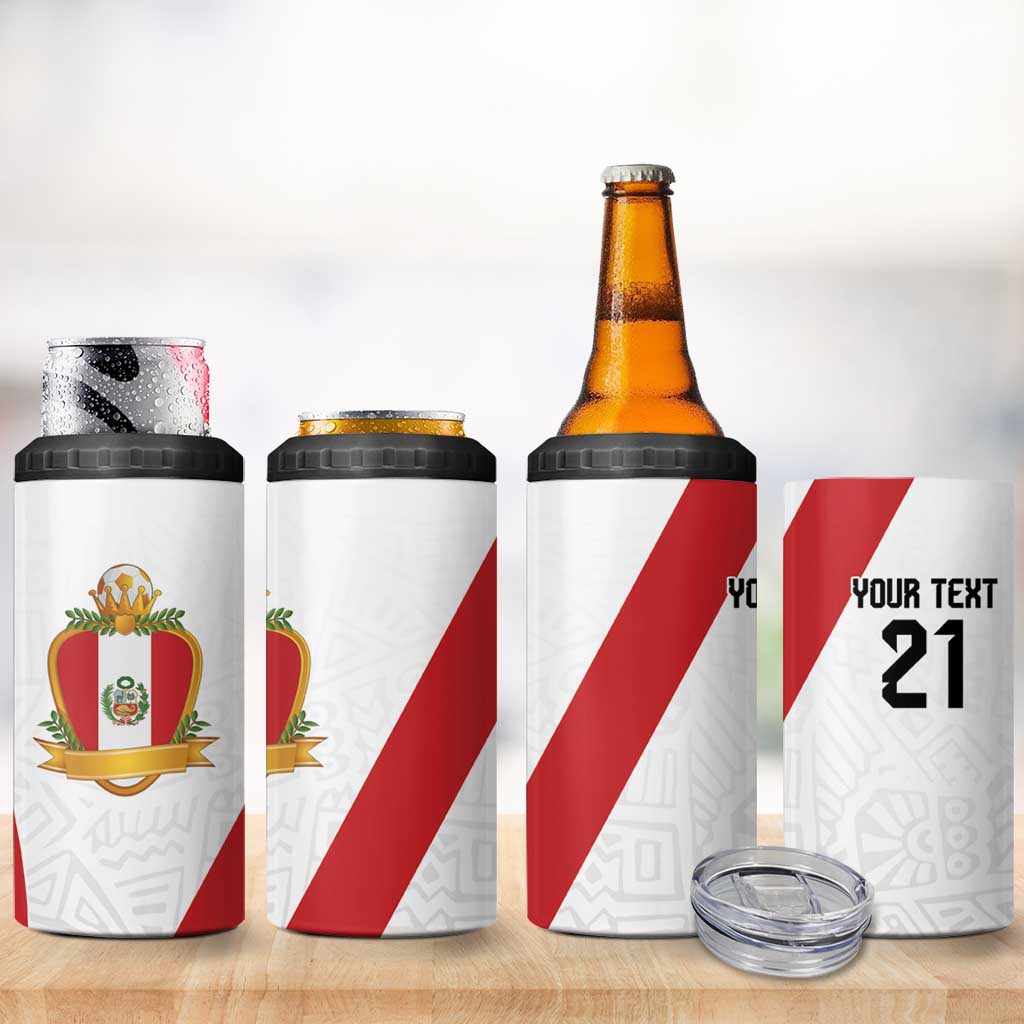 Peru Football Custom 4 in 1 Can Cooler Tumbler La Bicolor Arriba Peru