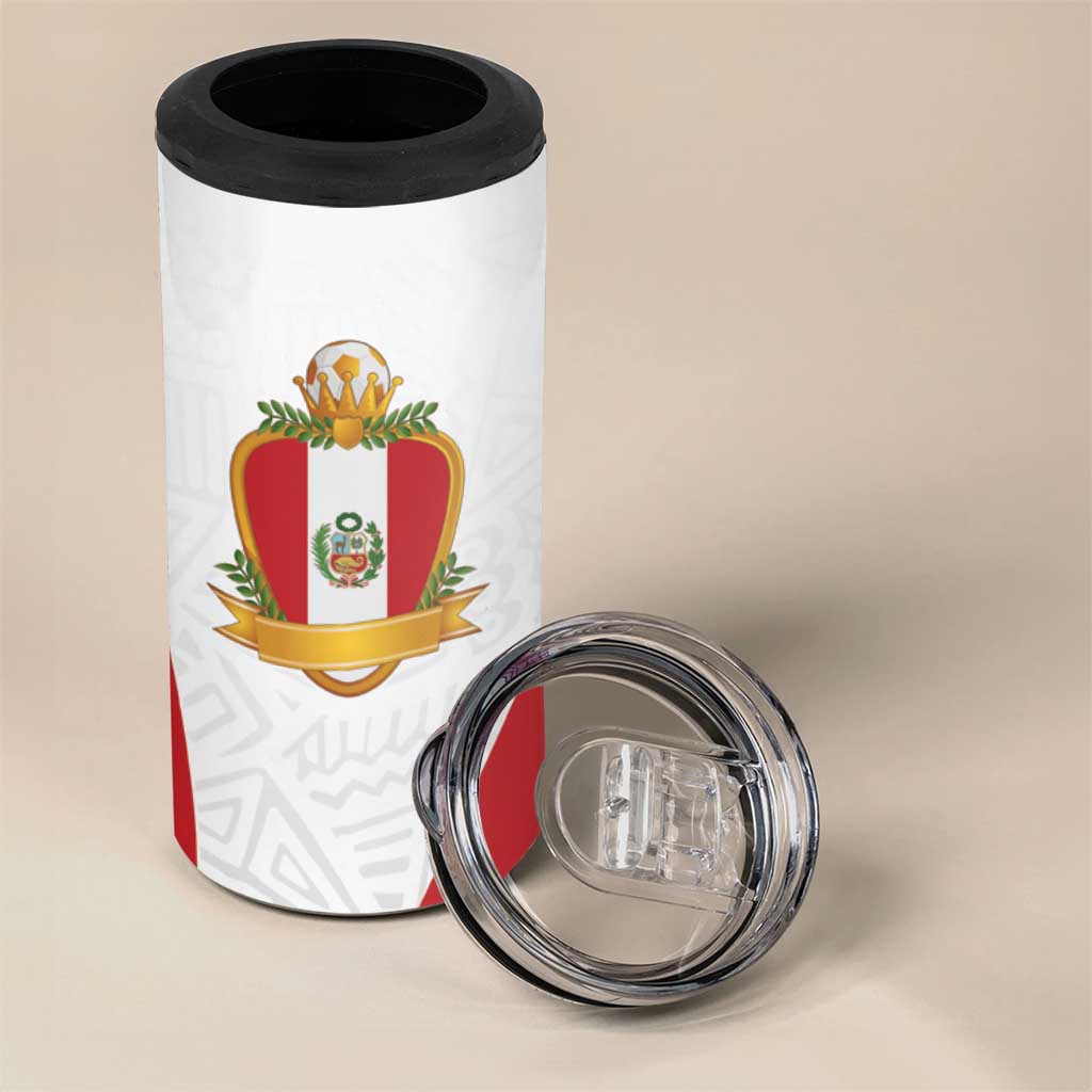 Peru Football Custom 4 in 1 Can Cooler Tumbler La Bicolor Arriba Peru